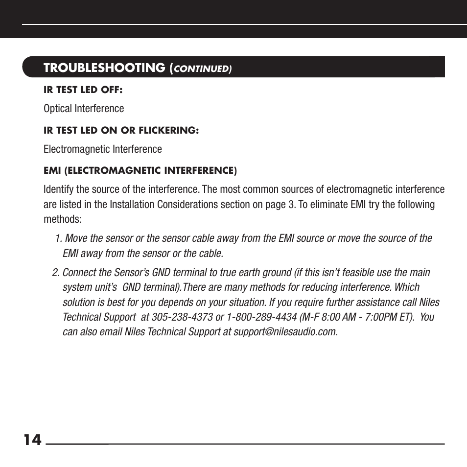 Niles Audio Wall-Mount IR Sensor WS110R User Manual | Page 16 / 20