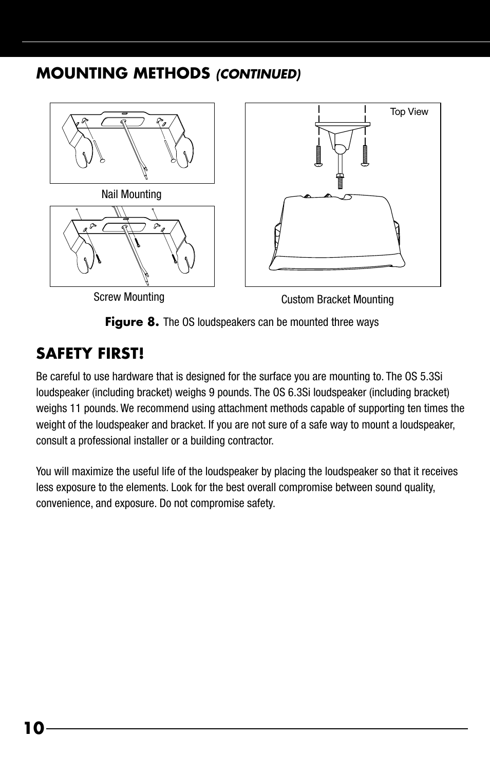 Mounting methods, Safety first | Niles Audio OS5.3SI User Manual | Page 12 / 24