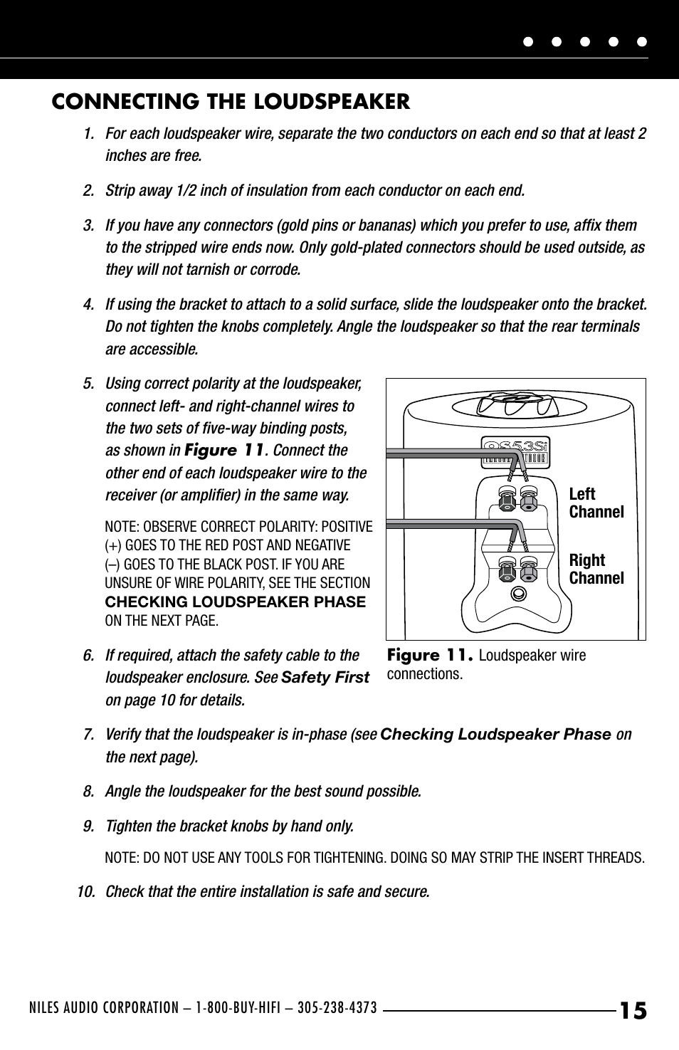 Connecting the loudspeaker | Niles Audio OS5.3SI User Manual | Page 17 / 24