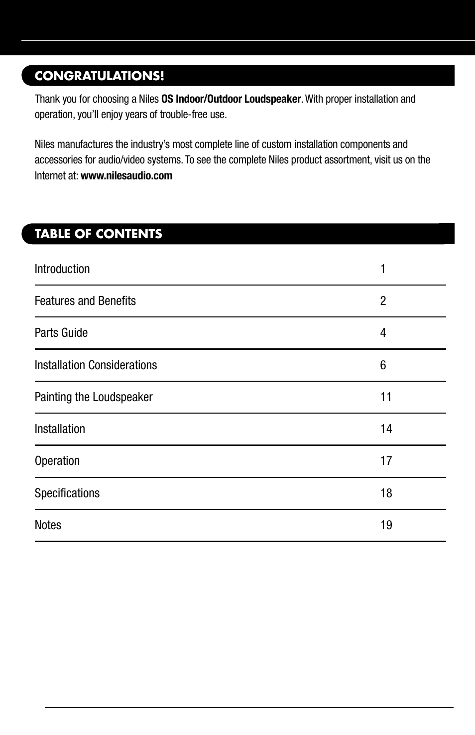 Niles Audio OS5.3SI User Manual | Page 2 / 24