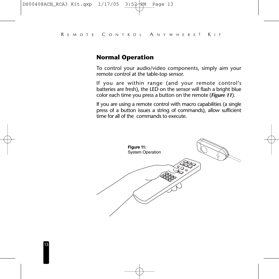 Normal operation | Niles Audio RCA3 User Manual | Page 13 / 24