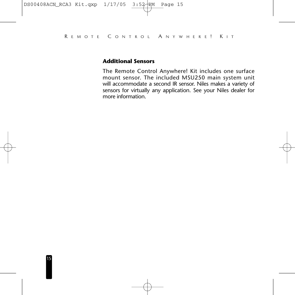 Niles Audio RCA3 User Manual | Page 15 / 24