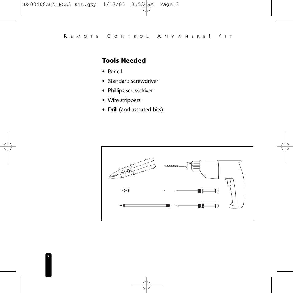 Tools needed | Niles Audio RCA3 User Manual | Page 3 / 24