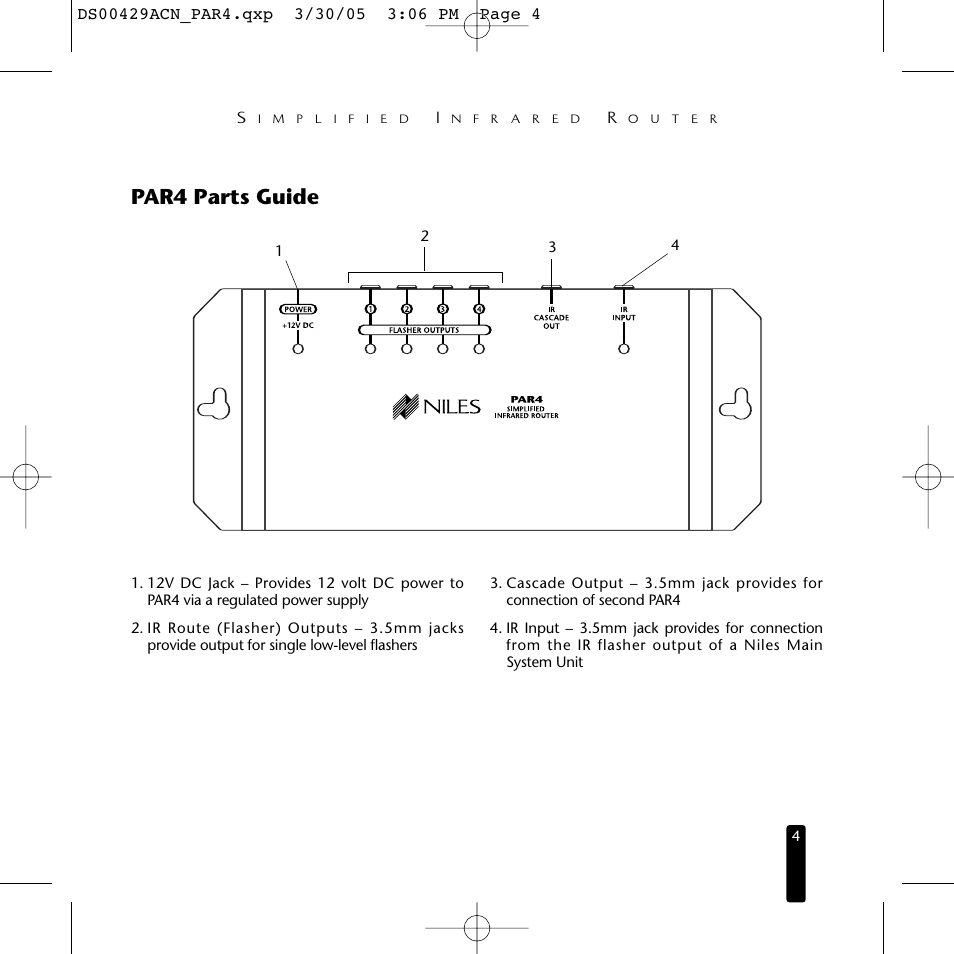 Par4 parts guide | Niles Audio Simplified Infrared Router PAR4 User Manual | Page 5 / 12