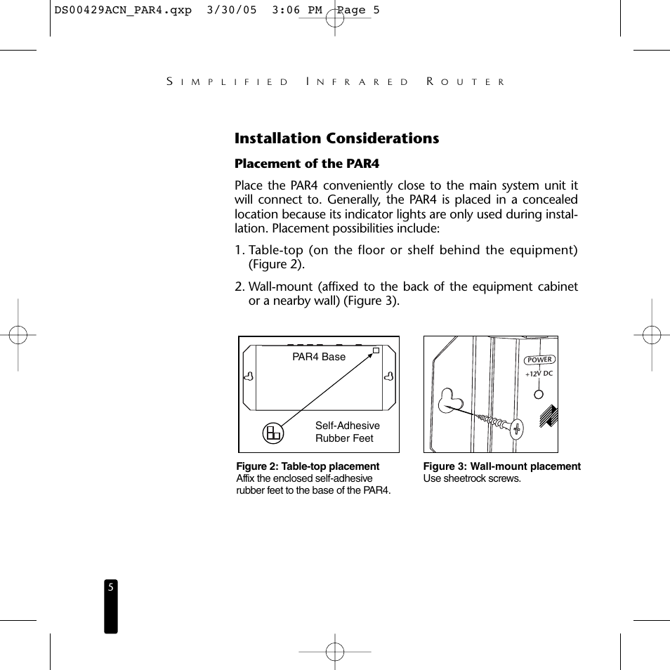 Installation considerations | Niles Audio Simplified Infrared Router PAR4 User Manual | Page 6 / 12