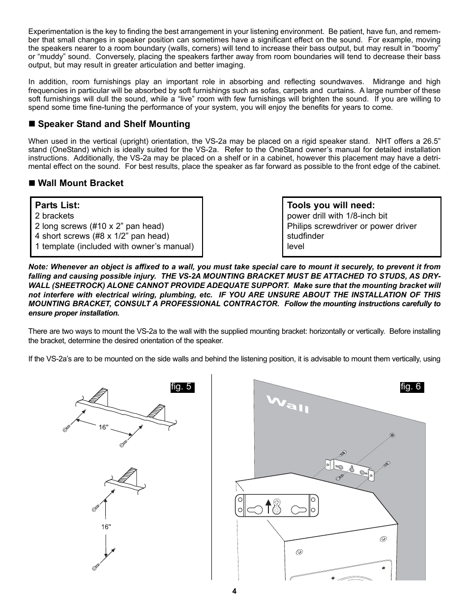 NHT VS-2A User Manual | Page 4 / 7