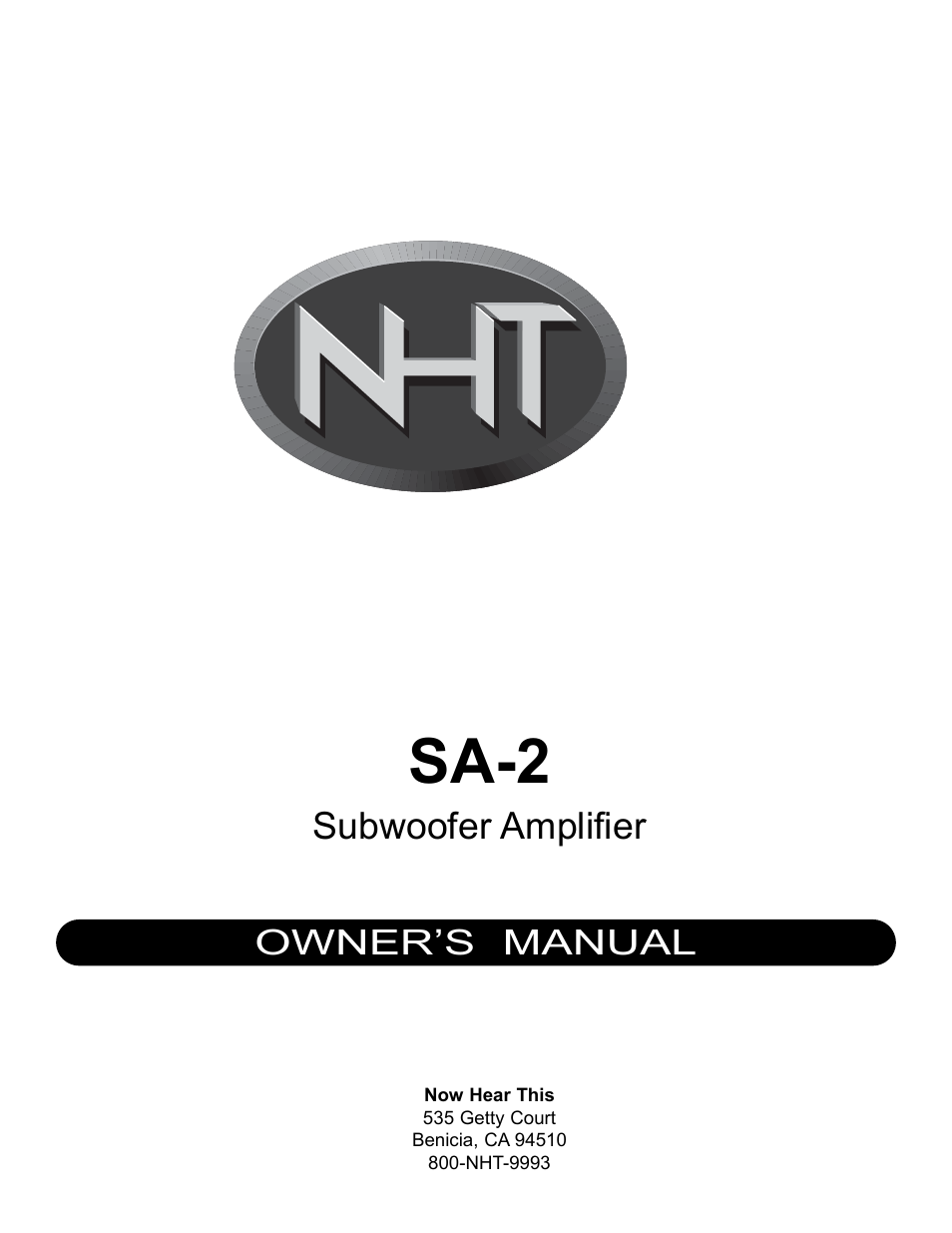 NHT SA-2 User Manual | 19 pages