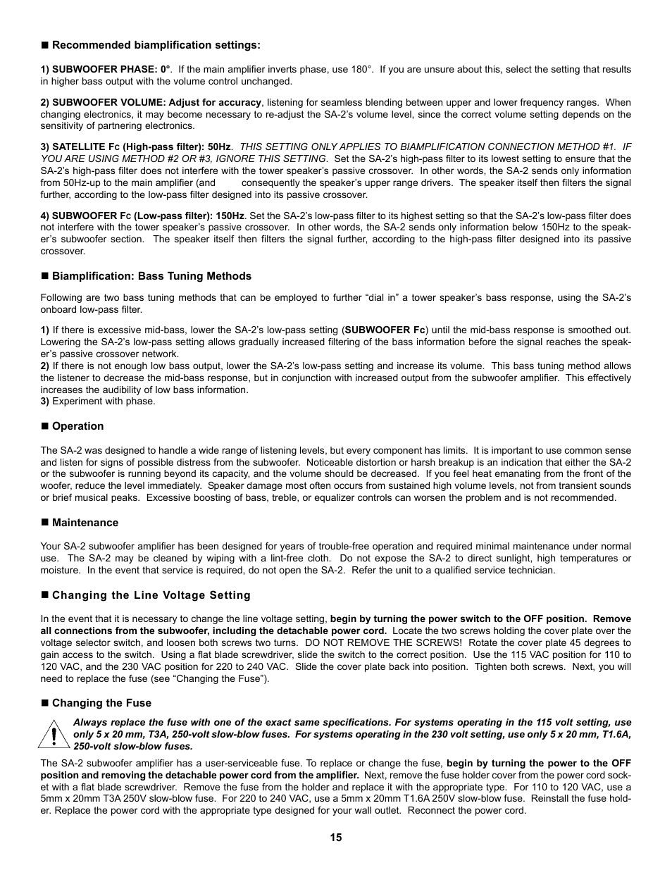 NHT SA-2 User Manual | Page 17 / 19