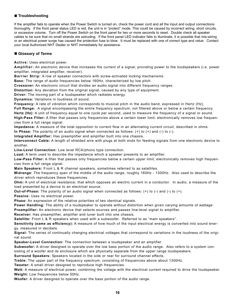 NHT SA-2 User Manual | Page 18 / 19