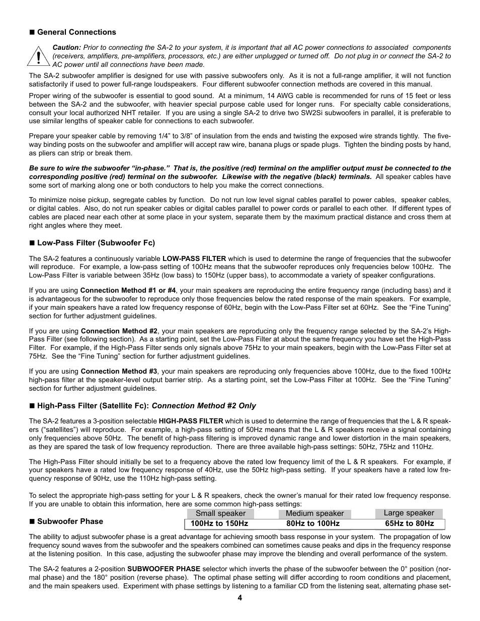 NHT SA-2 User Manual | Page 6 / 19