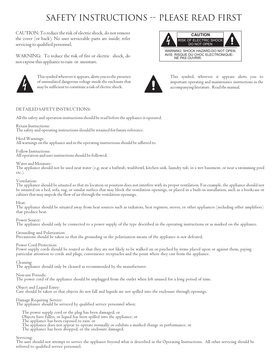 Safety instructions -- please read first | NHT Studio Monitor A-20 User Manual | Page 2 / 8