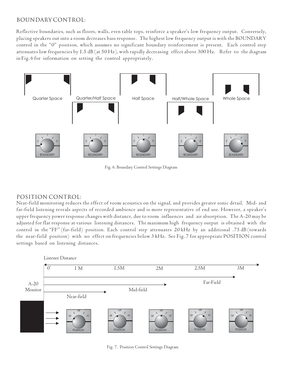 Fig. 6. boundary control settings diagram, Fig. 7. position control settings diagram | NHT Studio Monitor A-20 User Manual | Page 6 / 8