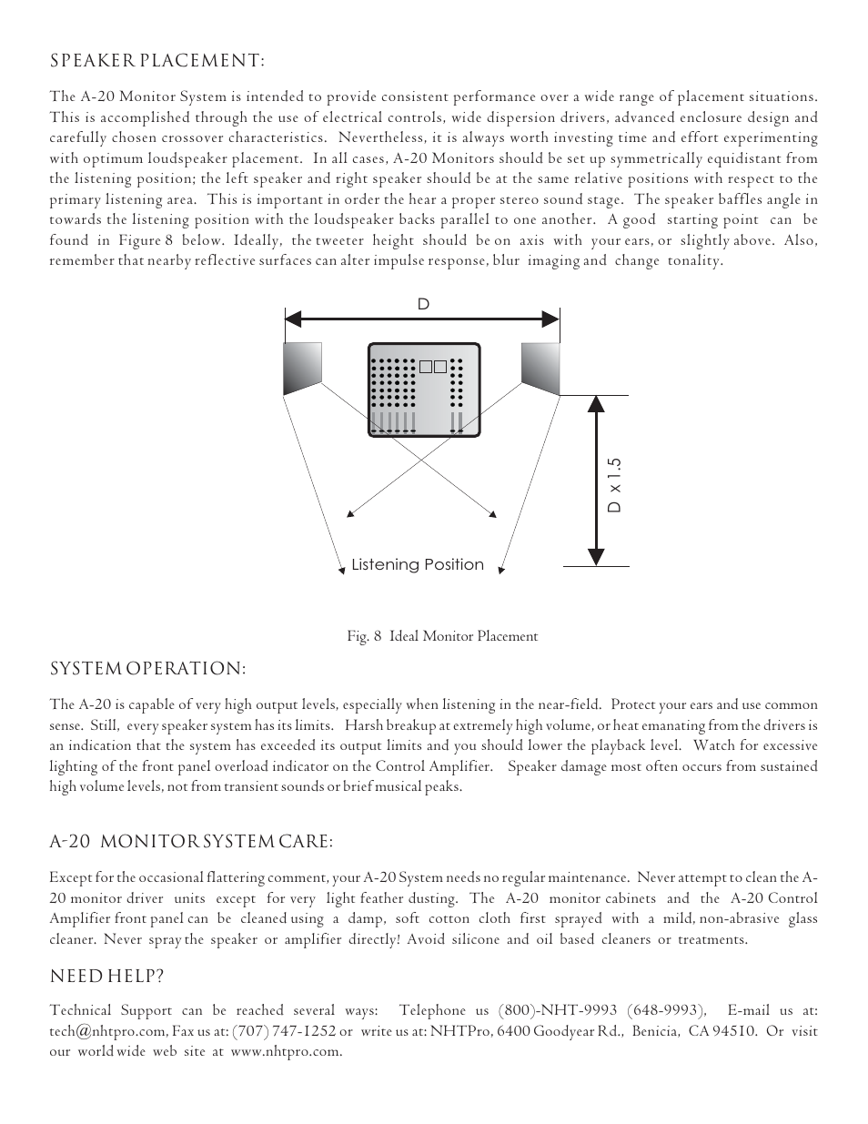 NHT Studio Monitor A-20 User Manual | Page 7 / 8