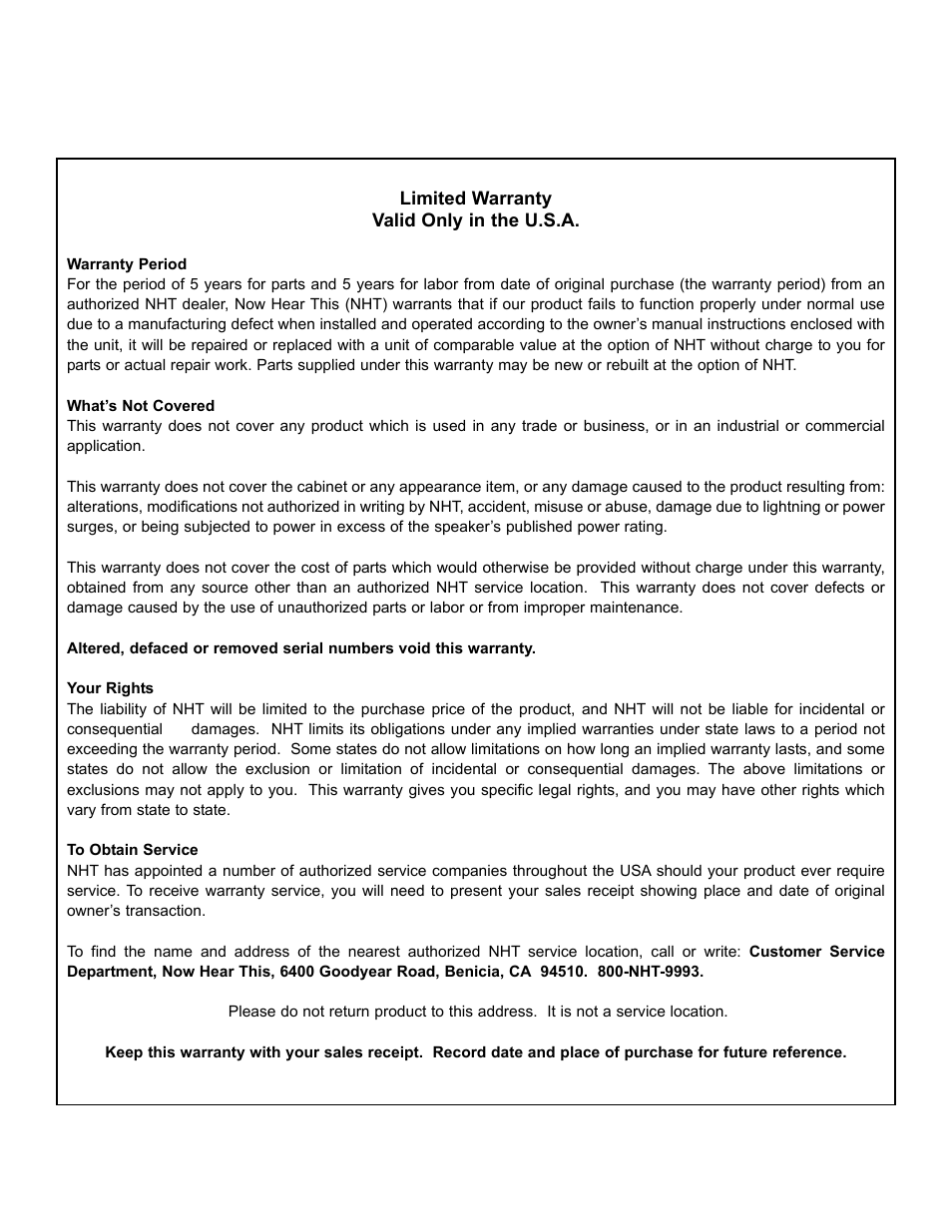 NHT CS-6.1 Ci User Manual | Page 7 / 8