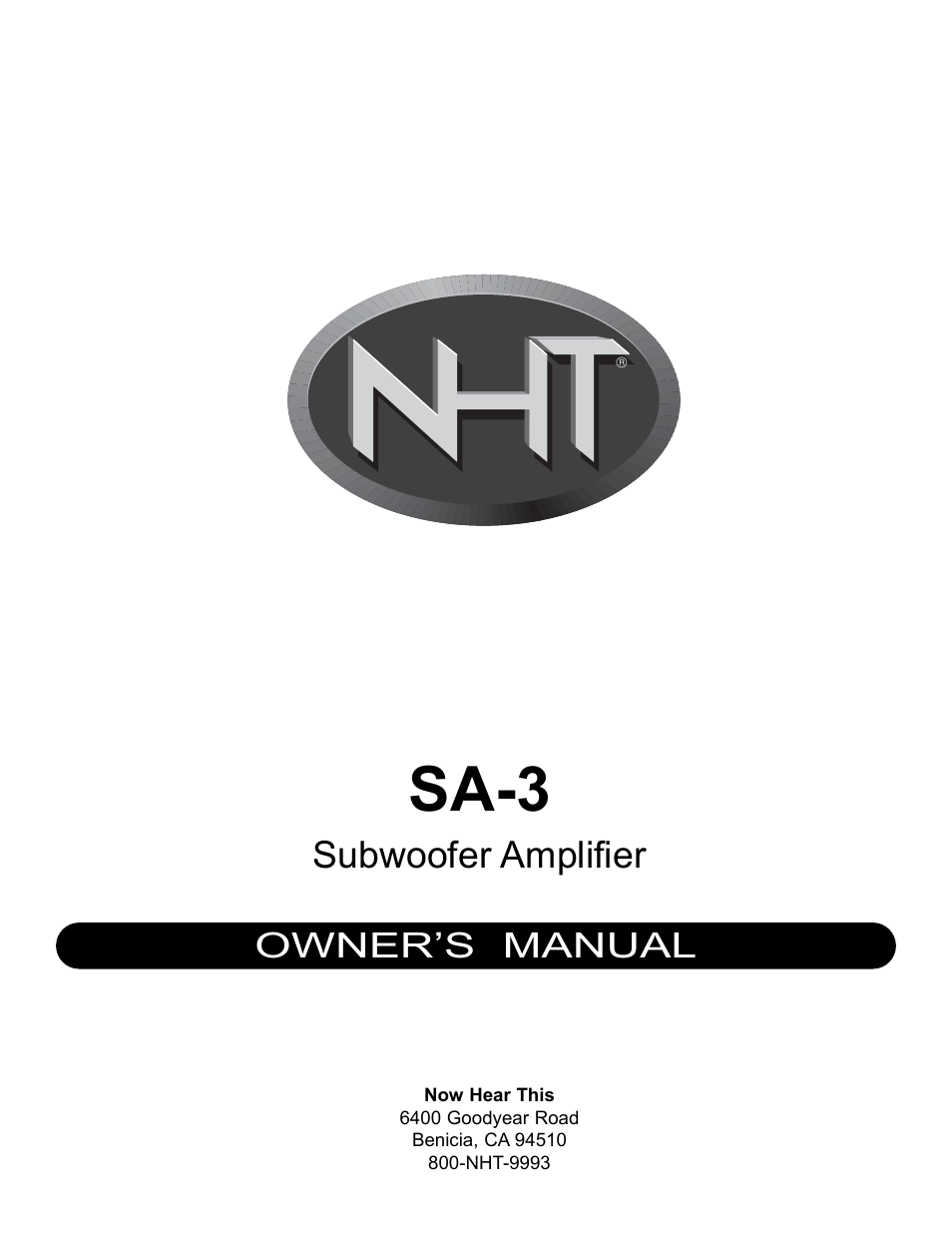 NHT SA-3 User Manual | 16 pages
