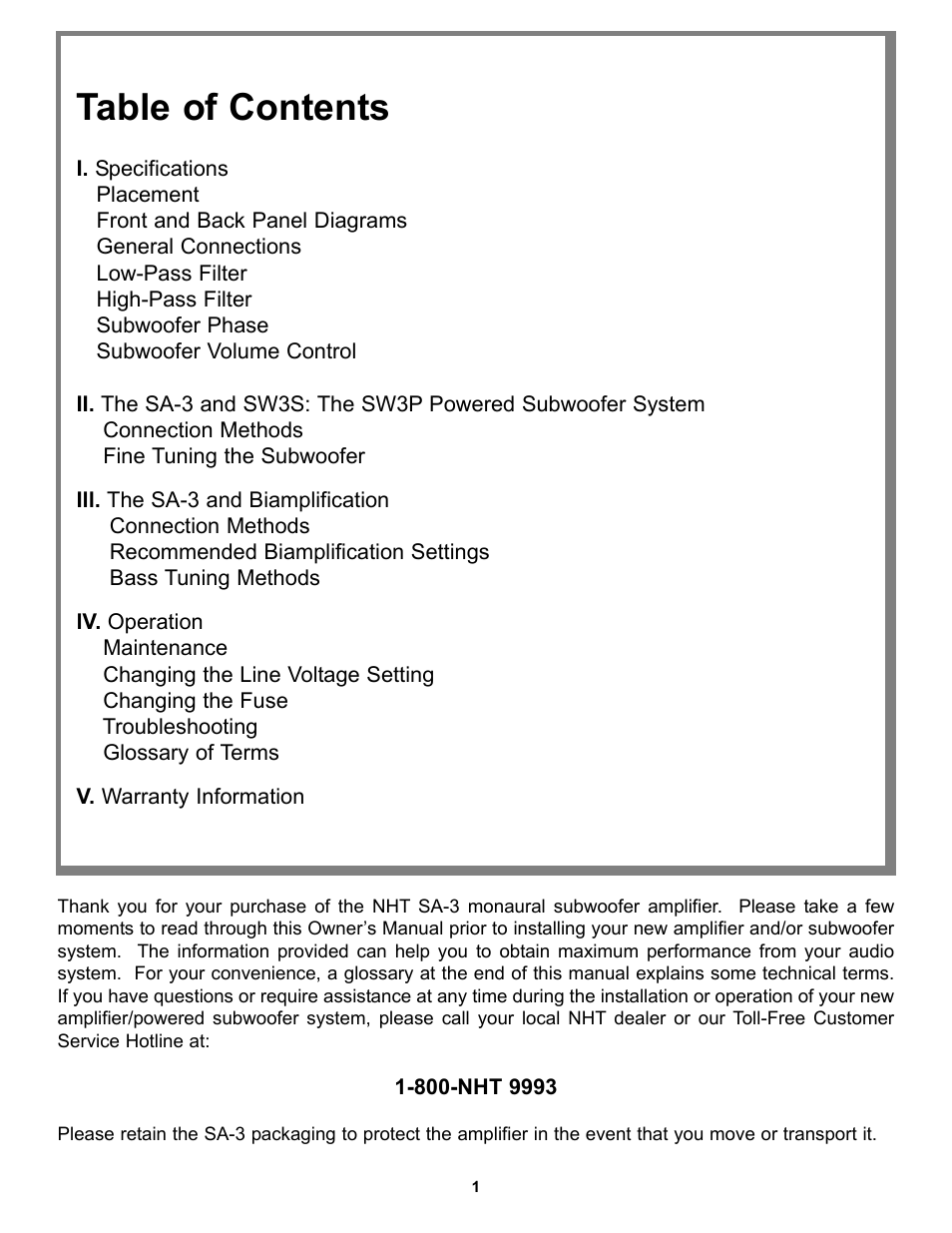 NHT SA-3 User Manual | Page 3 / 16