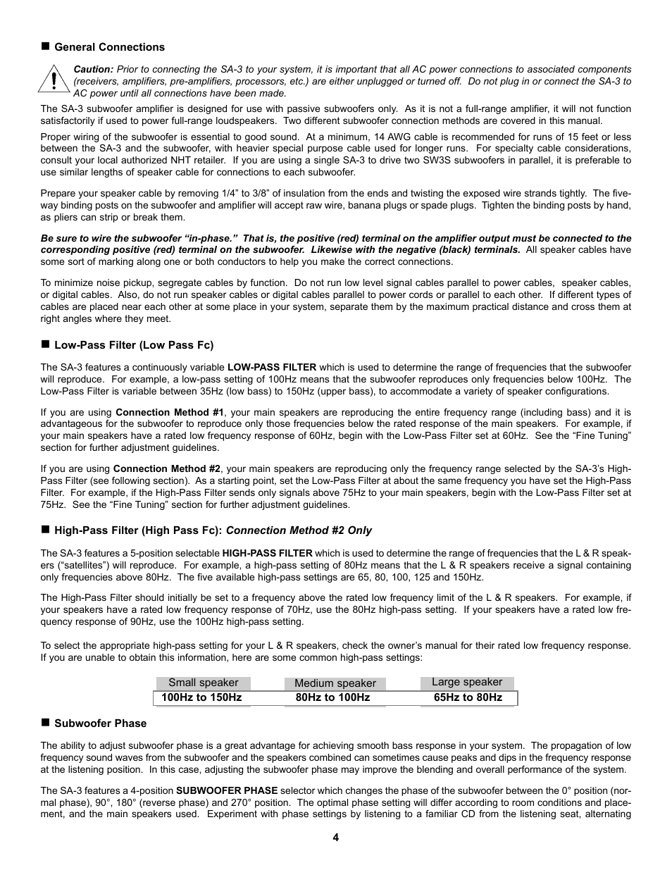 NHT SA-3 User Manual | Page 6 / 16