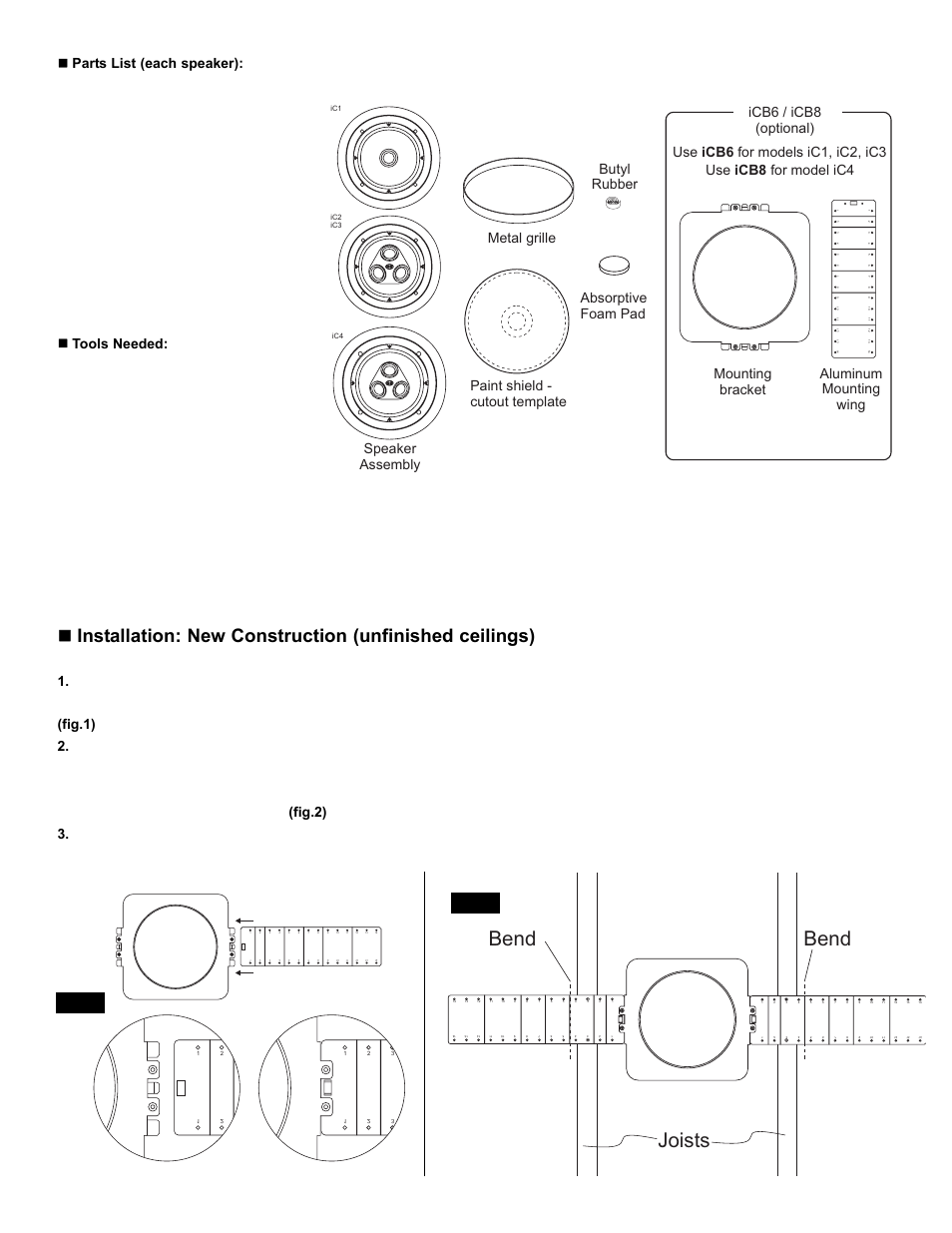 Bend joists, Bend, Fig.1 fig.2 | NHT iC1 User Manual | Page 4 / 9