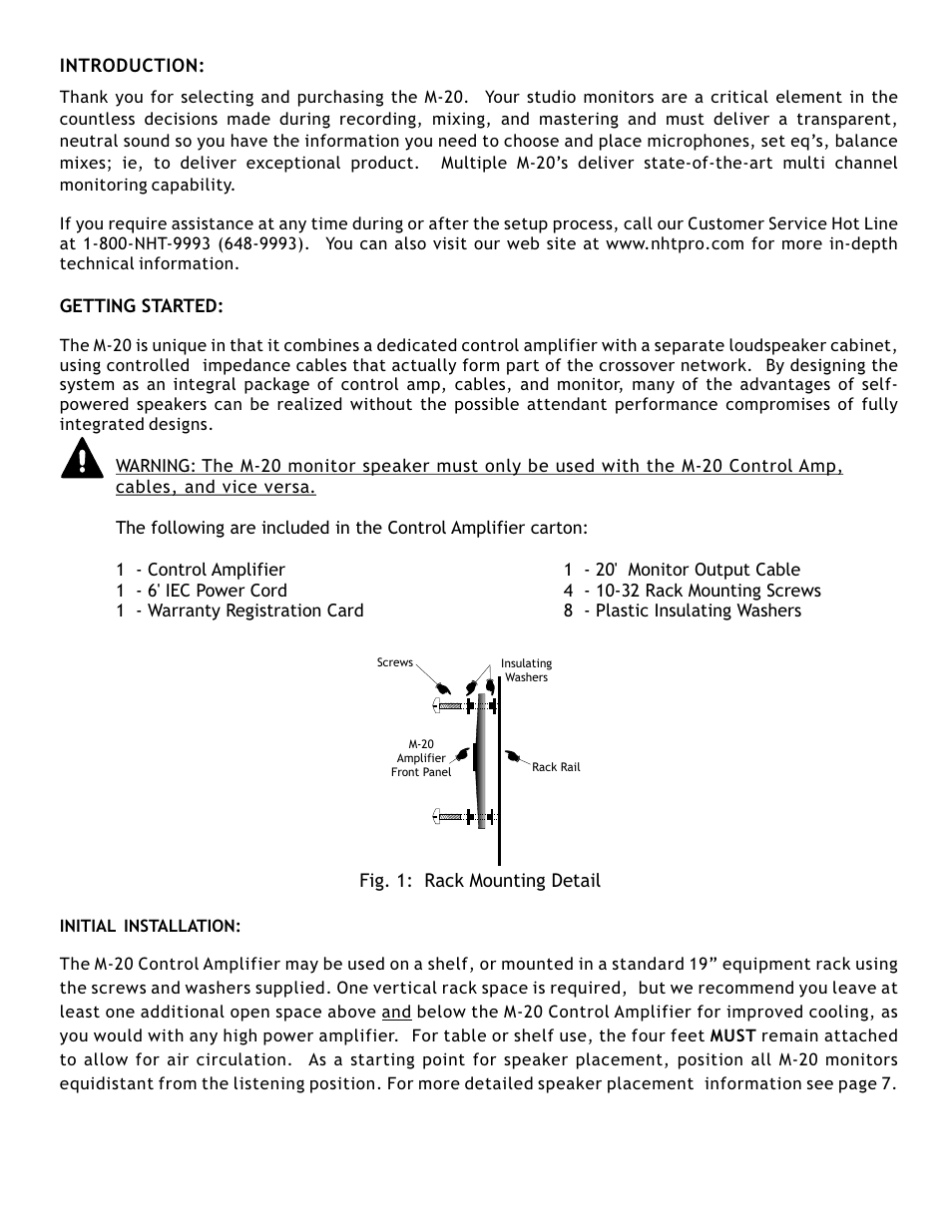 NHT Pro Audio M-20 User Manual | Page 3 / 8