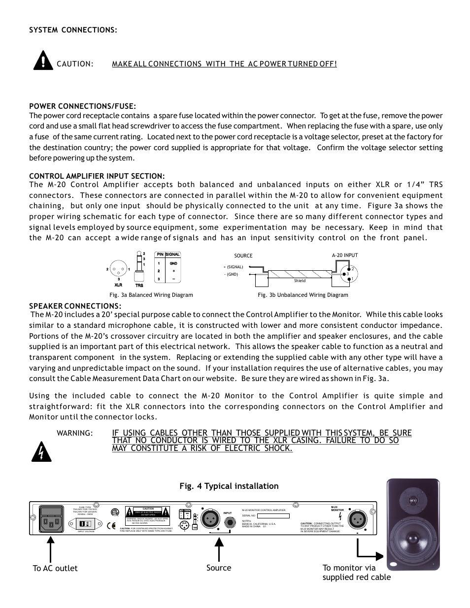 Fig. 4 typical installation | NHT Pro Audio M-20 User Manual | Page 4 / 8