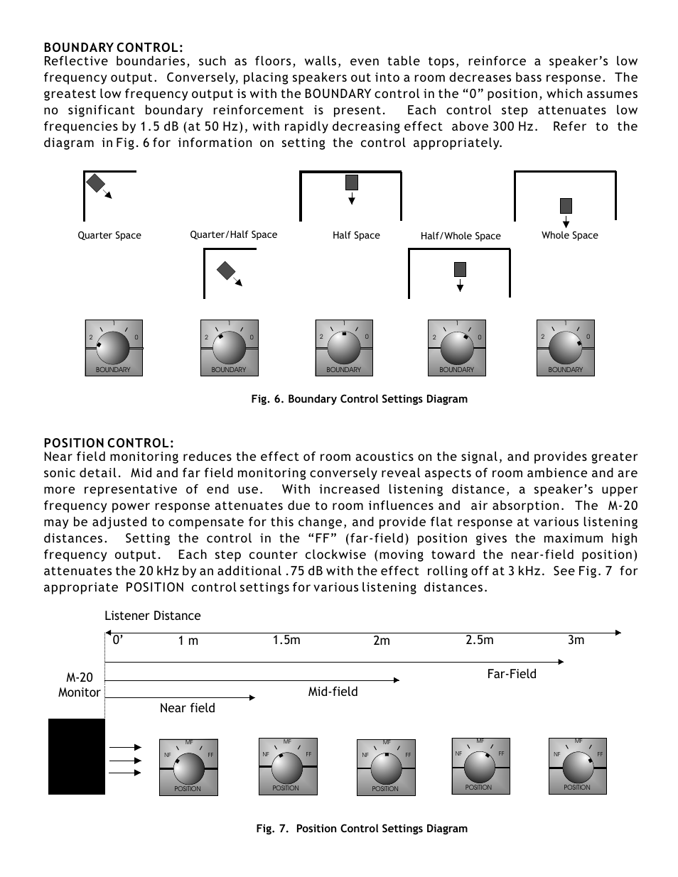 Fig. 6. boundary control settings diagram, Fig. 7. position control settings diagram | NHT Pro Audio M-20 User Manual | Page 6 / 8