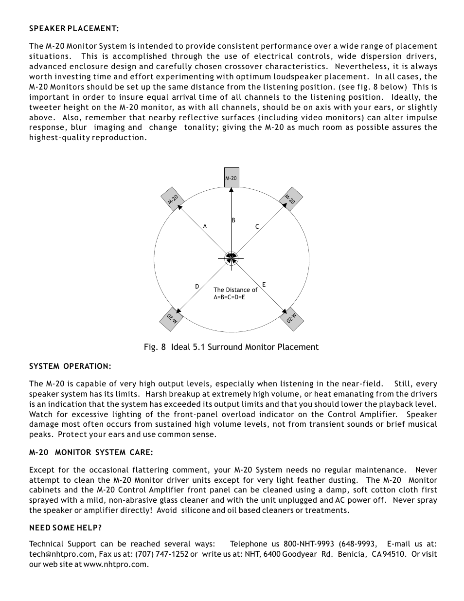 Fig. 8 ideal 5.1 surround monitor placement | NHT Pro Audio M-20 User Manual | Page 7 / 8