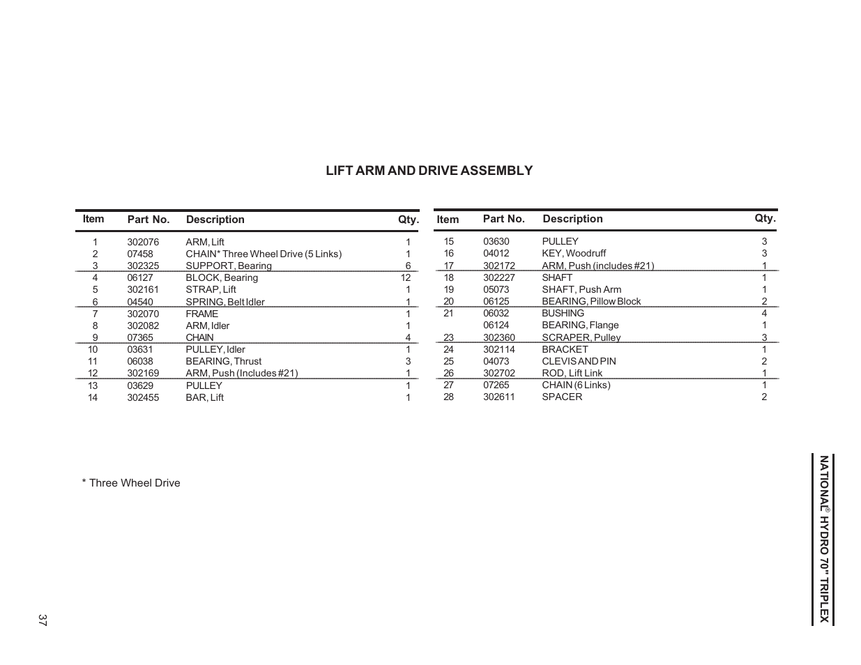 Lift arm and drive assembly | National Mower HYDRO HYD70OM-8/99 User Manual | Page 37 / 51