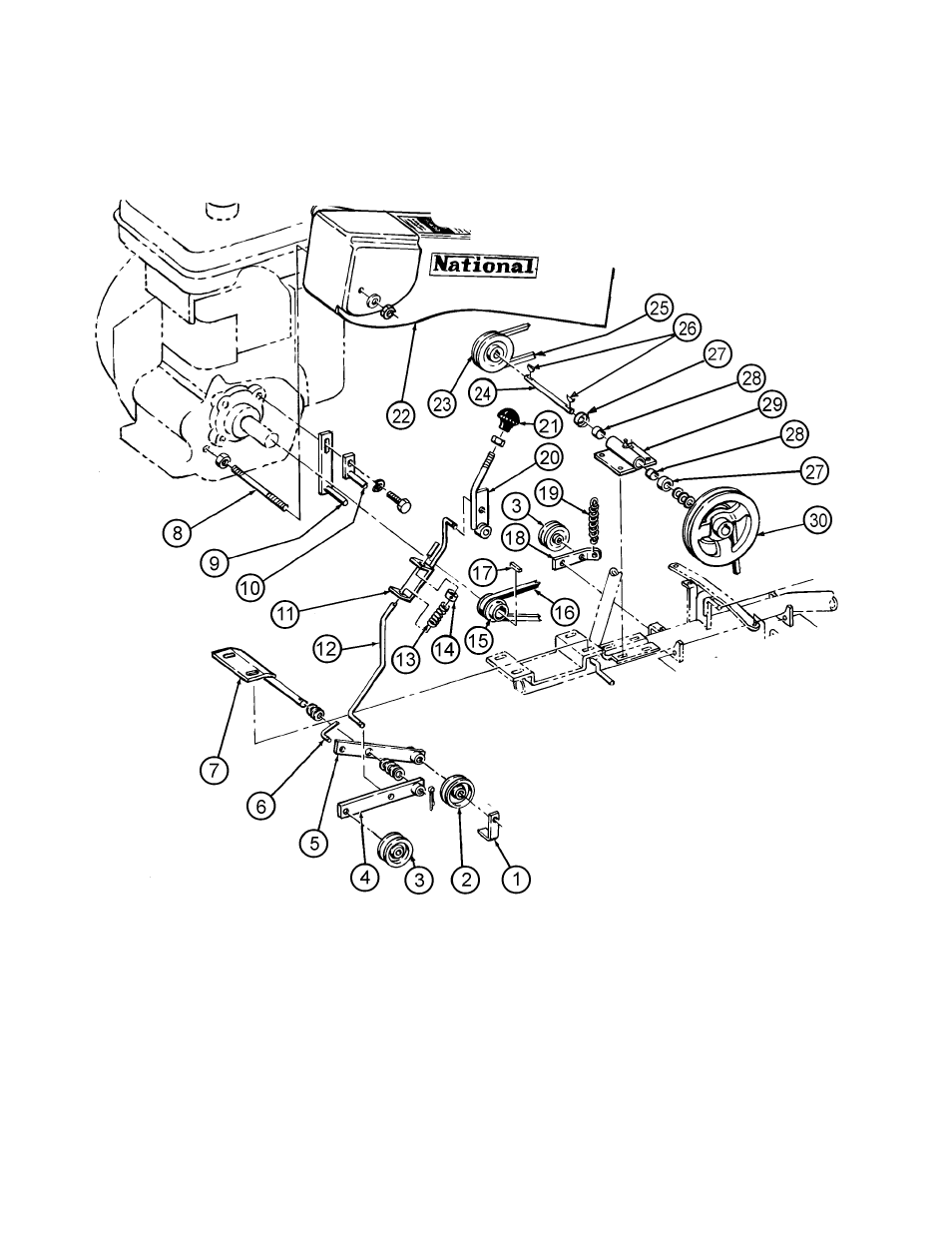 Drive mechanism -- upper portion | National Mower 68 DL User Manual | Page 32 / 55