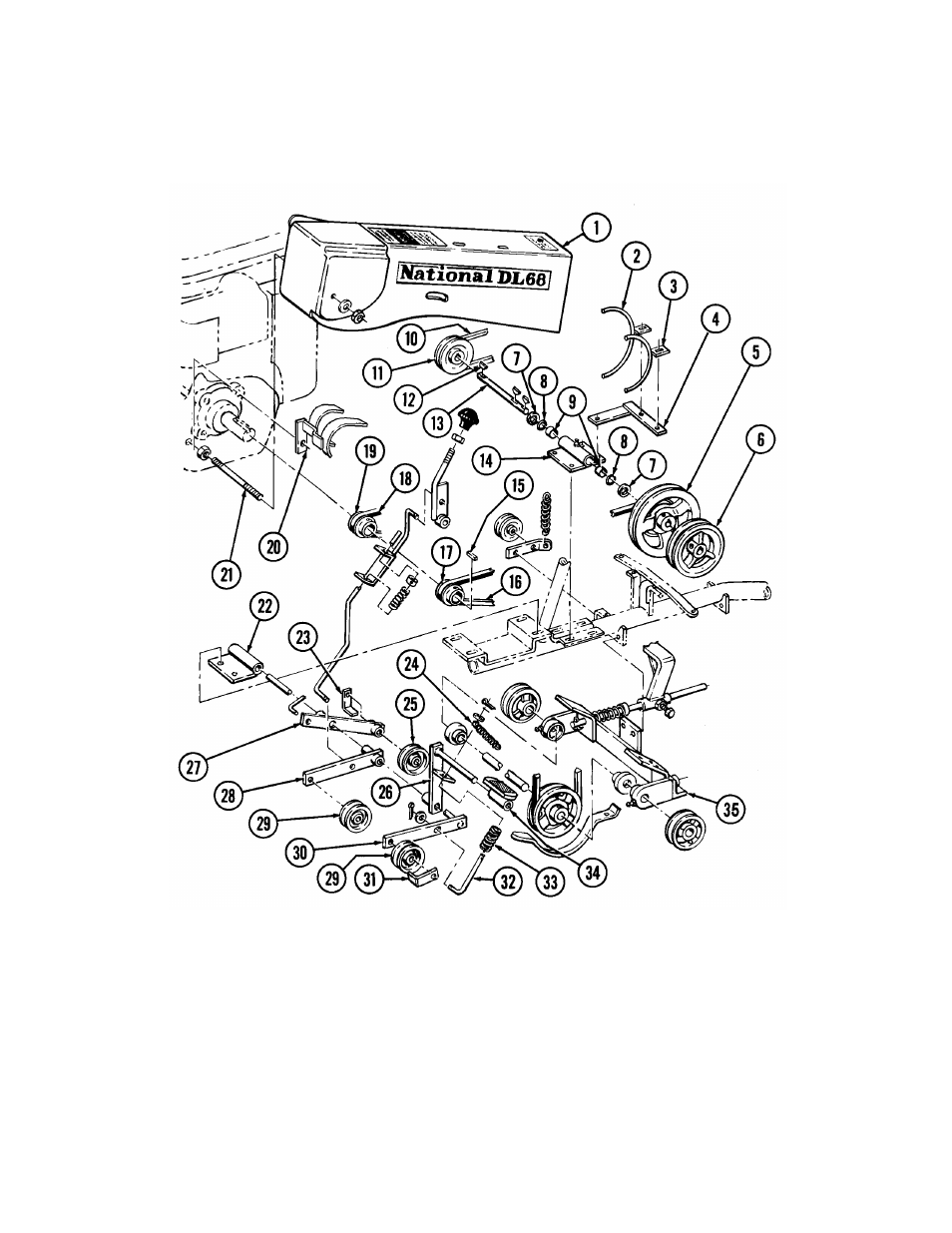 Drive mechanism -- model 68 dl | National Mower 68 DL User Manual | Page 36 / 55