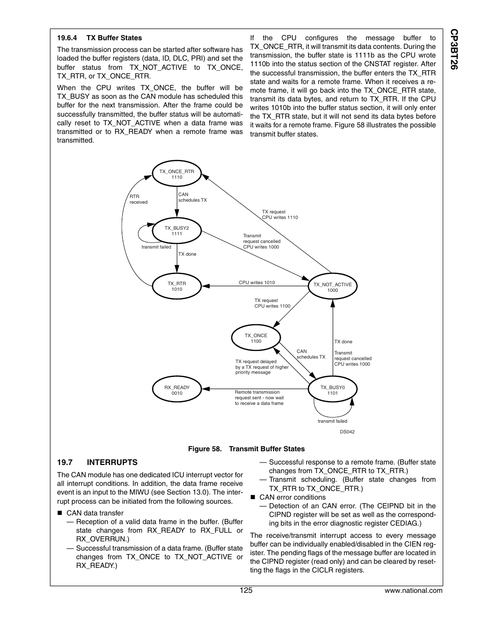 7 interrupts, Interrupts, Cp3 bt26 | National CP3BT26 User Manual | Page 125 / 278