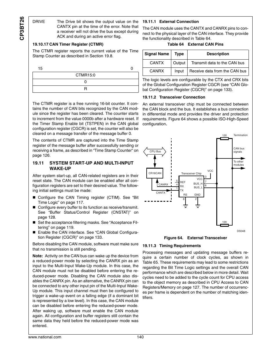 11 system start-up and multi-input wake-up, System start-up and multi-input wake-up, Cp3bt26 | National CP3BT26 User Manual | Page 140 / 278