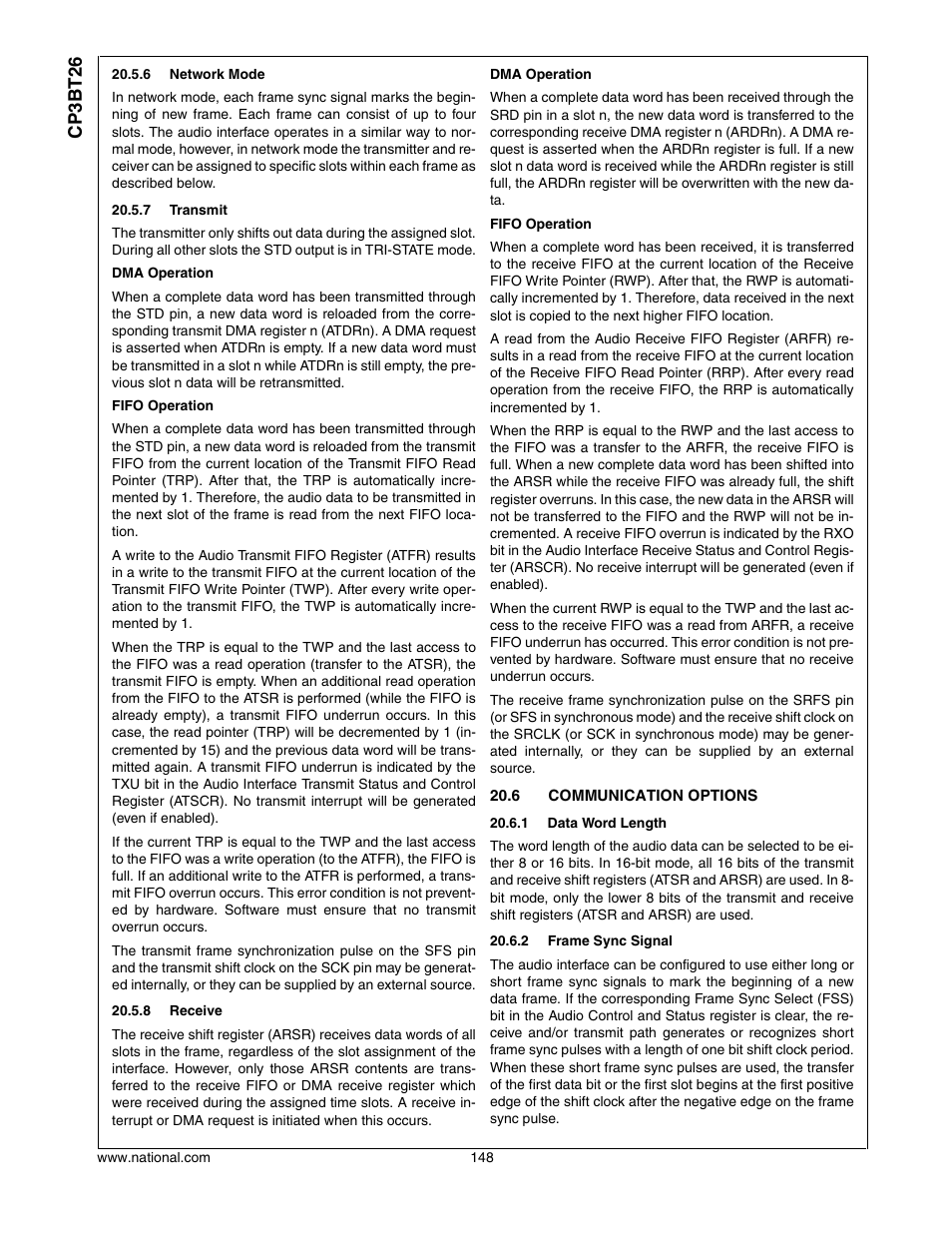 6 communication options, Communication options, Cp3bt26 | National CP3BT26 User Manual | Page 148 / 278