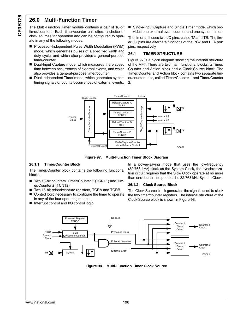 0 multi-function timer, 1 timer structure, Multi-function timer | Timer structure, Cp3bt26 | National CP3BT26 User Manual | Page 196 / 278