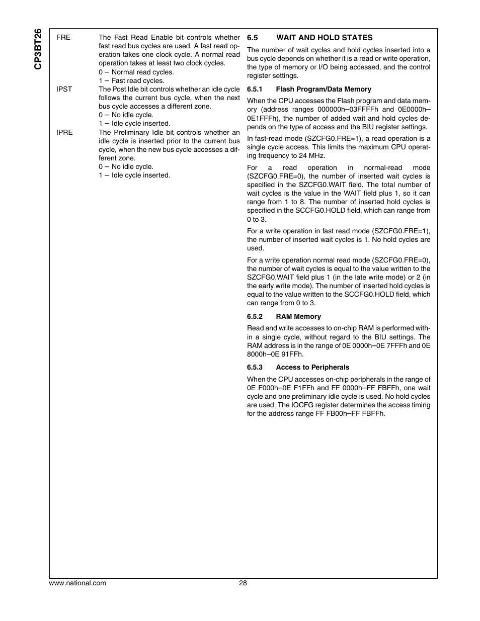 5 wait and hold states, Wait and hold states, Cp3bt26 | National CP3BT26 User Manual | Page 28 / 278