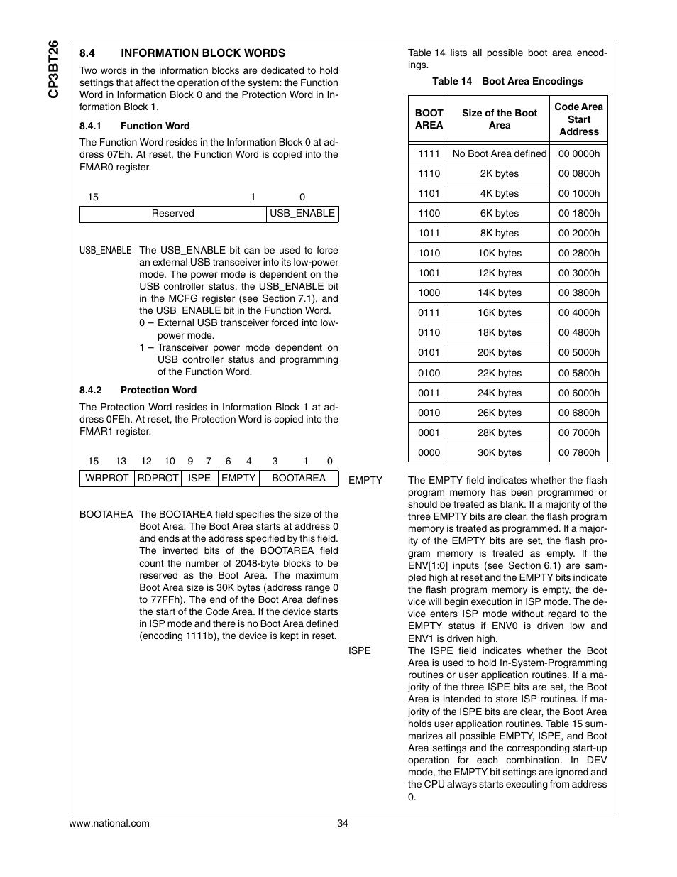 4 information block words, Information block words, Cp3bt26 | National CP3BT26 User Manual | Page 34 / 278