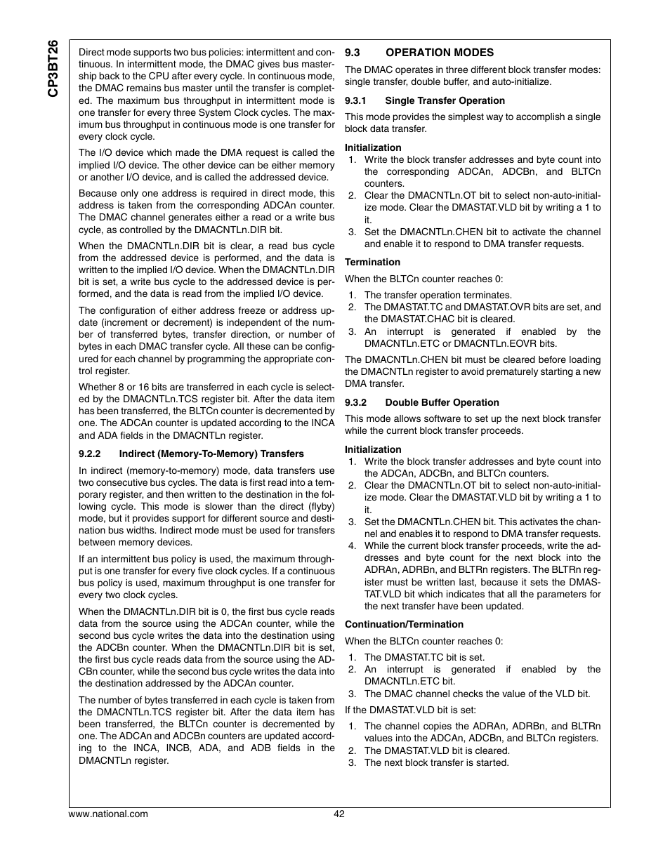 3 operation modes, Operation modes, Cp3bt26 | National CP3BT26 User Manual | Page 42 / 278