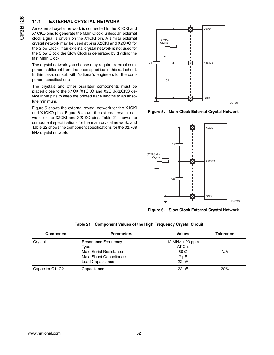 1 external crystal network, External crystal network, Cp3bt26 | National CP3BT26 User Manual | Page 52 / 278