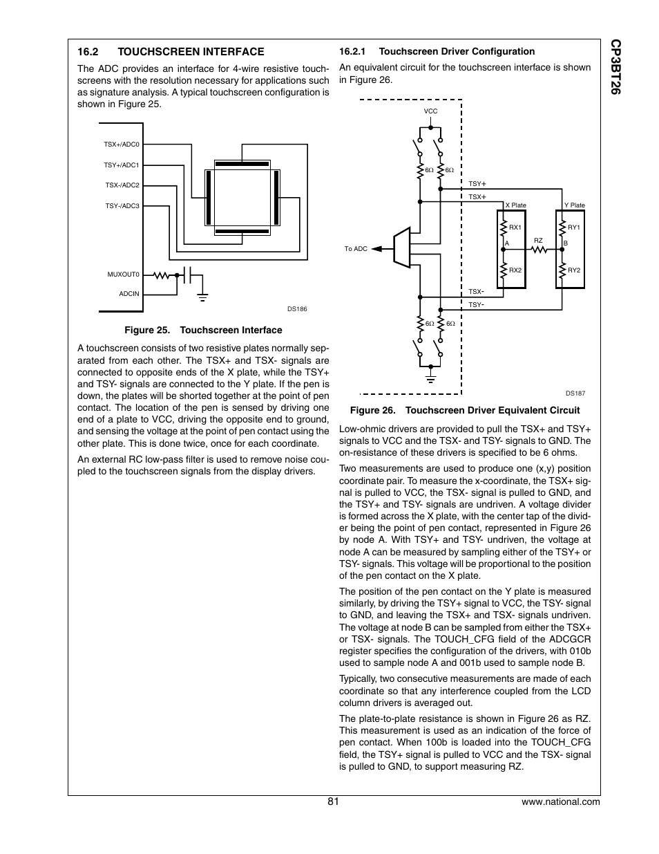 2 touchscreen interface, Touchscreen interface, Cp3 bt26 | National CP3BT26 User Manual | Page 81 / 278