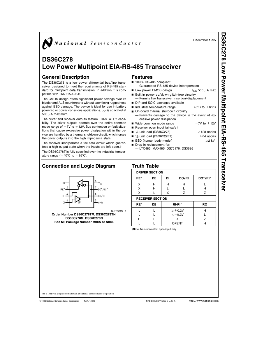 National DS36C278 User Manual | 10 pages