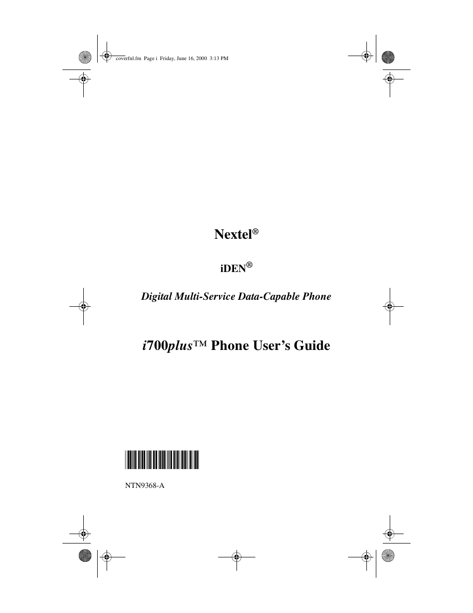 Nextel comm I700PLUS NTN9368-A User Manual | 140 pages