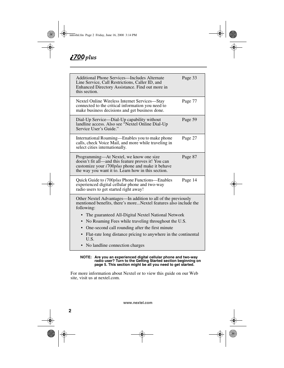 Nextel comm I700PLUS NTN9368-A User Manual | Page 10 / 140