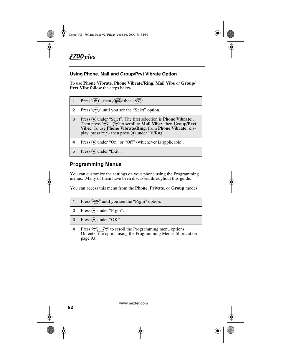 Nextel comm I700PLUS NTN9368-A User Manual | Page 100 / 140