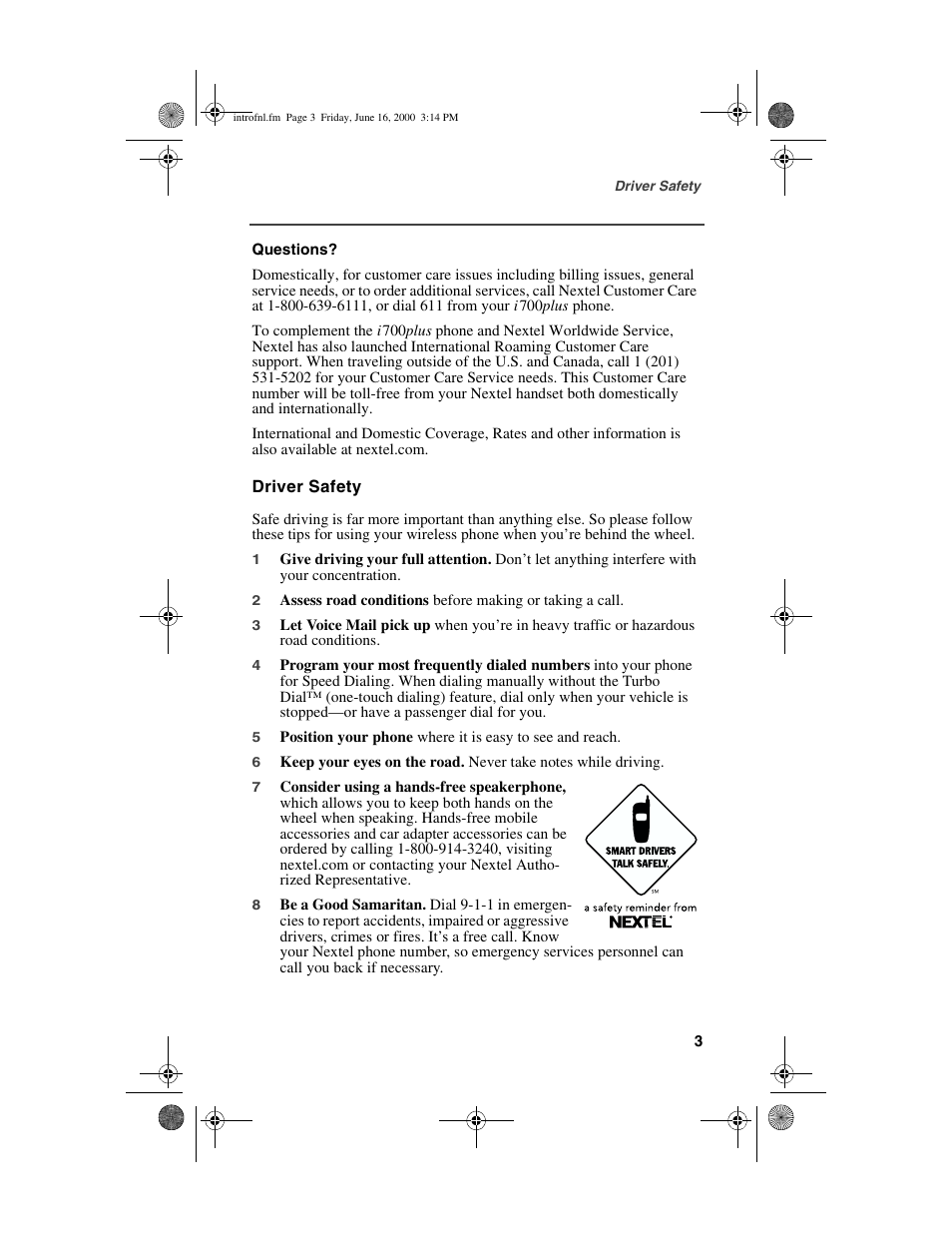 Nextel comm I700PLUS NTN9368-A User Manual | Page 11 / 140