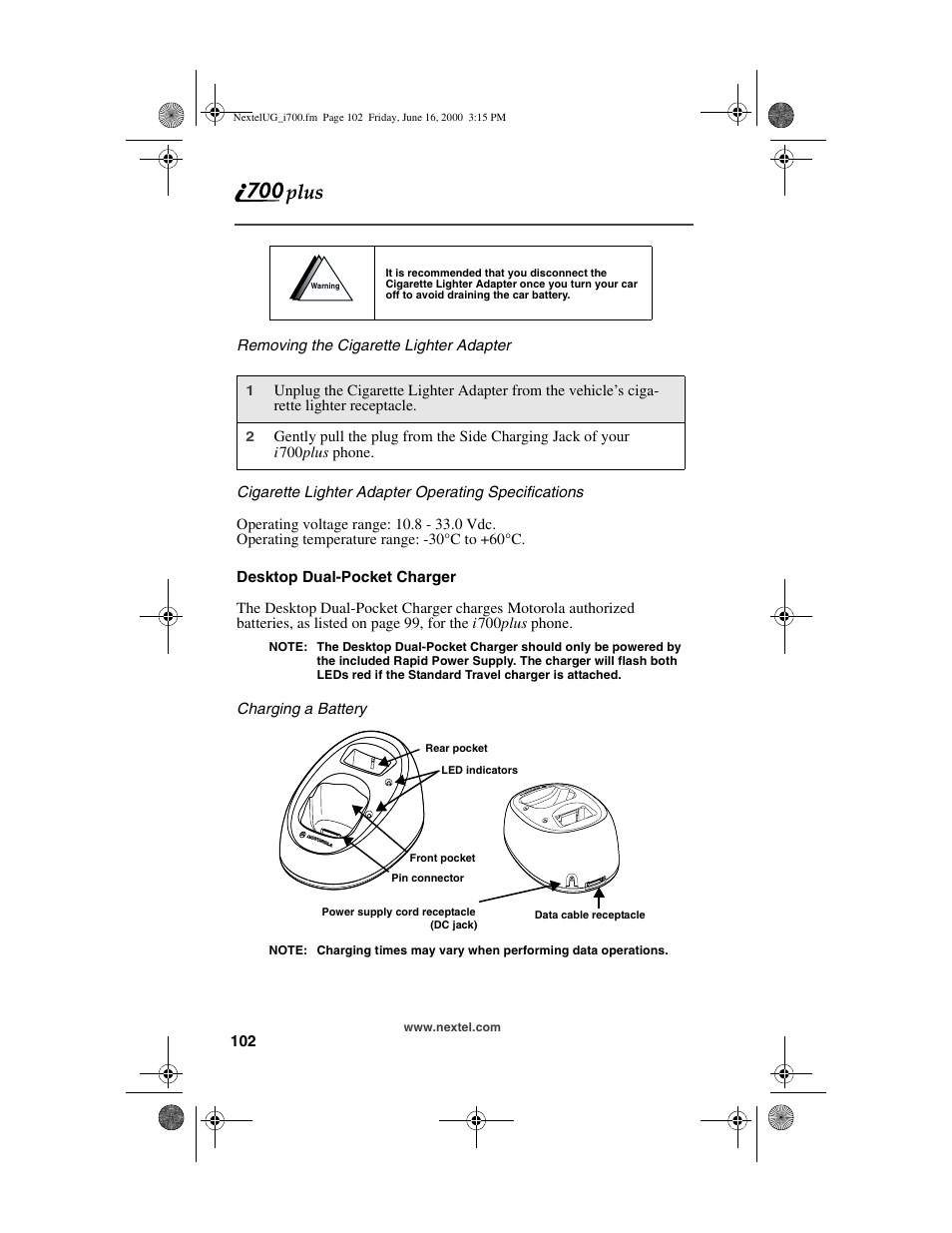 Nextel comm I700PLUS NTN9368-A User Manual | Page 110 / 140