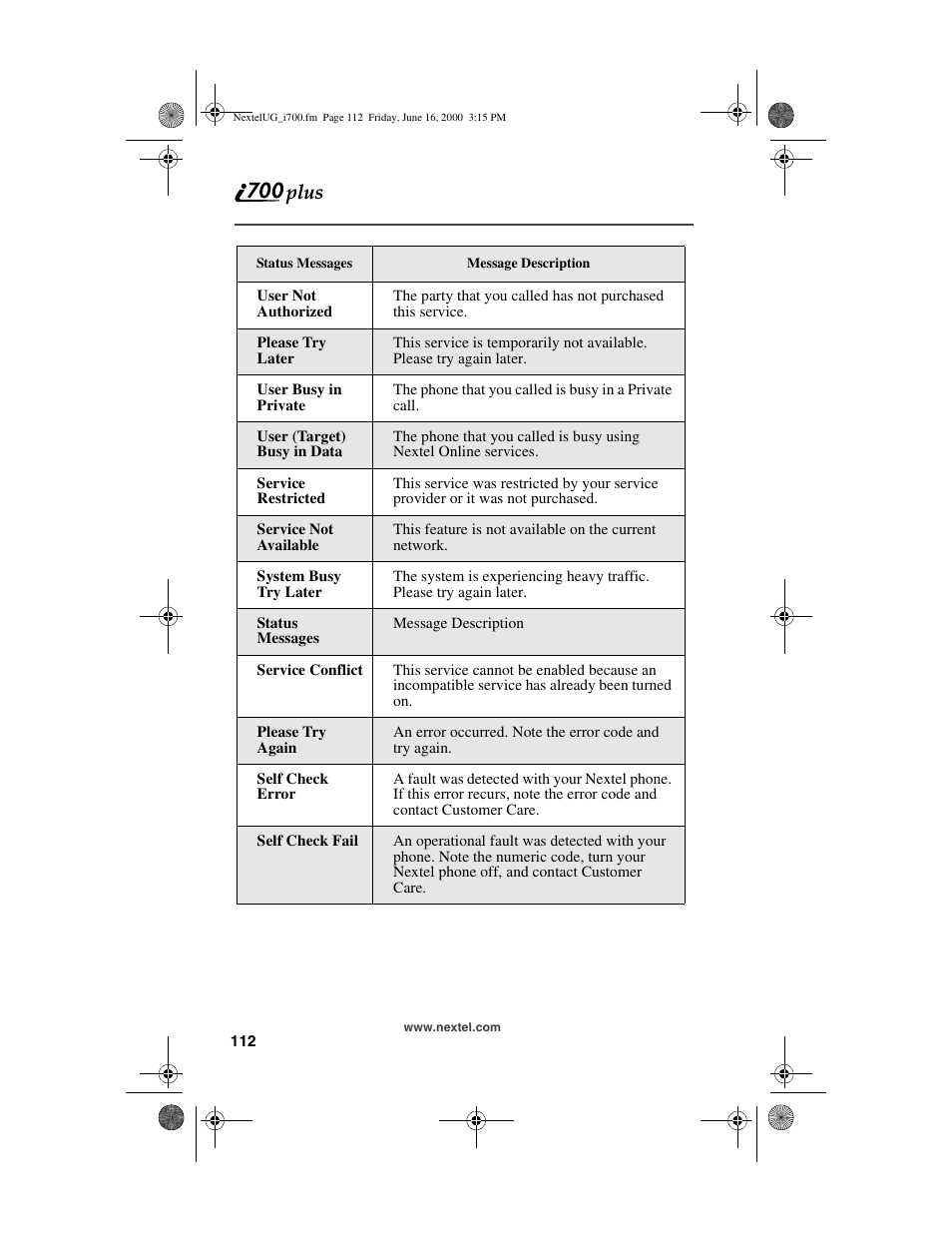 Nextel comm I700PLUS NTN9368-A User Manual | Page 120 / 140