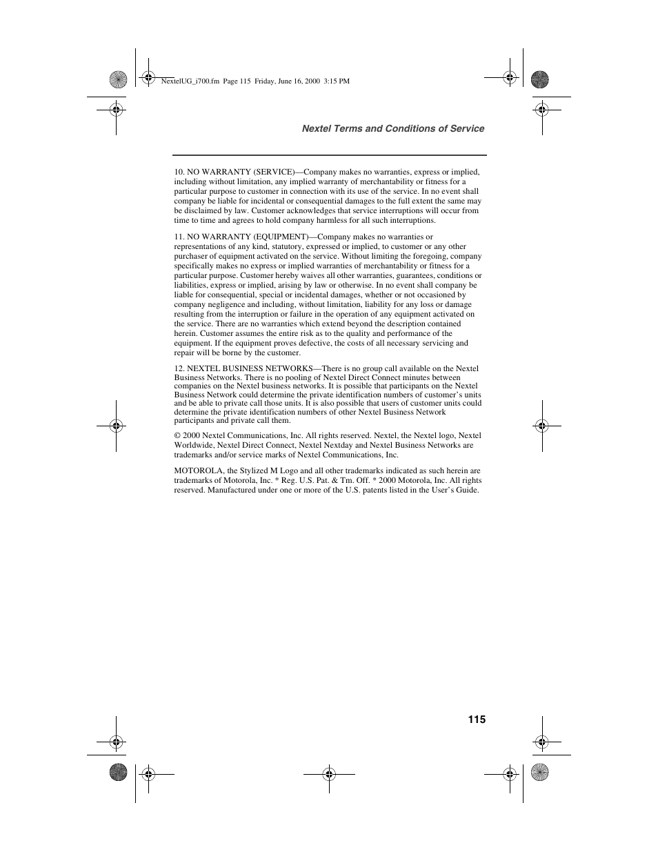 Nextel comm I700PLUS NTN9368-A User Manual | Page 123 / 140