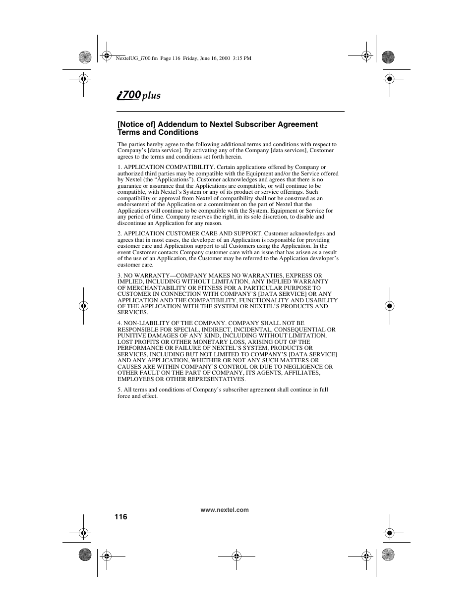 Nextel comm I700PLUS NTN9368-A User Manual | Page 124 / 140