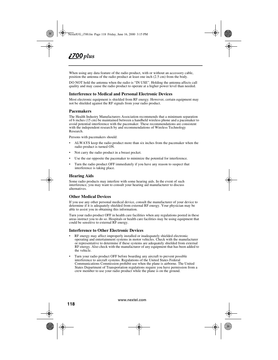Nextel comm I700PLUS NTN9368-A User Manual | Page 126 / 140
