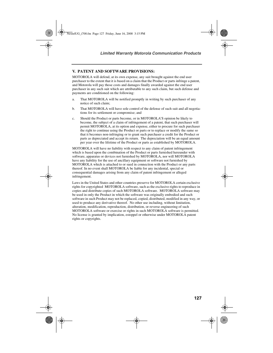 Nextel comm I700PLUS NTN9368-A User Manual | Page 135 / 140