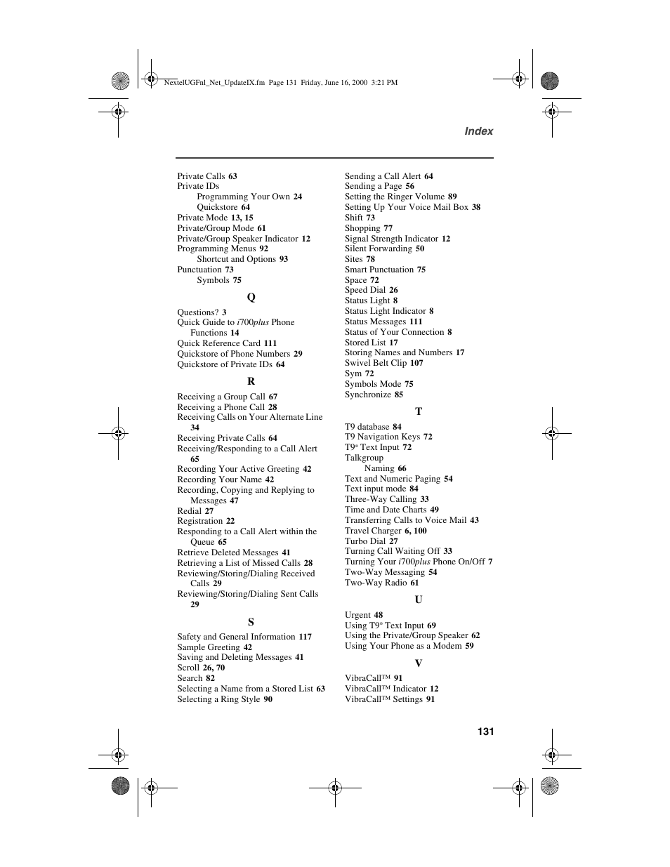 Nextel comm I700PLUS NTN9368-A User Manual | Page 139 / 140